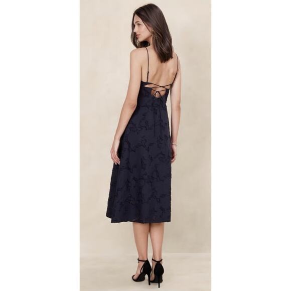 Banana Republic floral jacquard cutout midi dress in navy blue,size 18,MSRP $160 - Picture 1 of 16